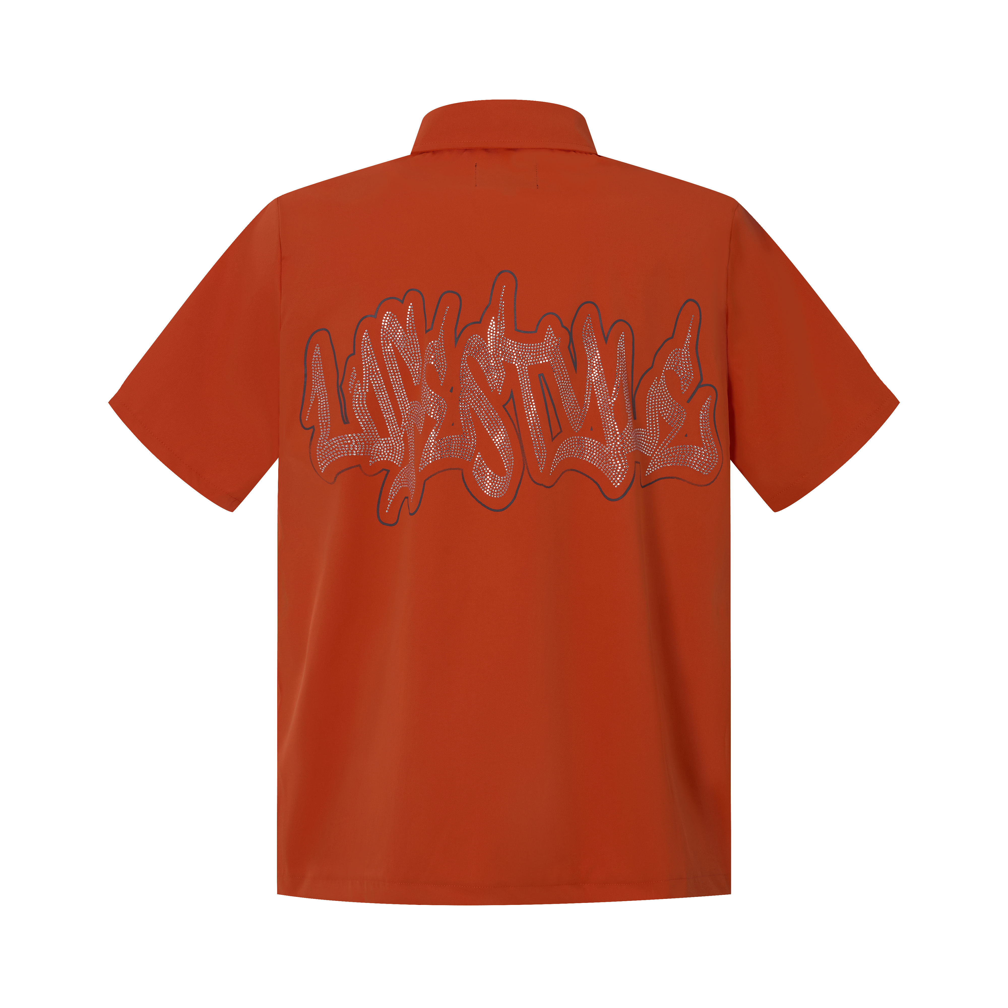 Orange Rhinestone Zip-Up Shirt